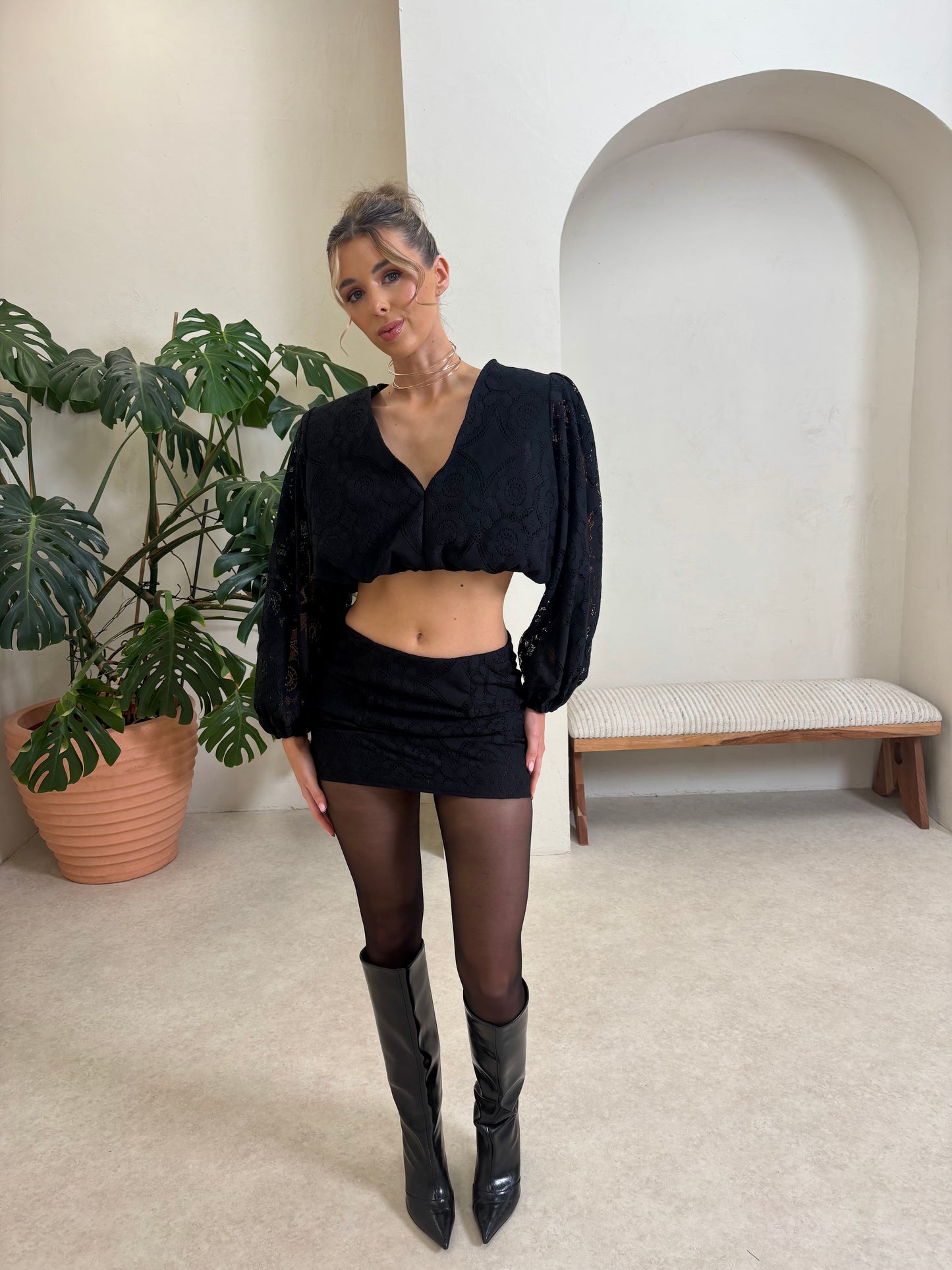 CASSIE black lace two piece